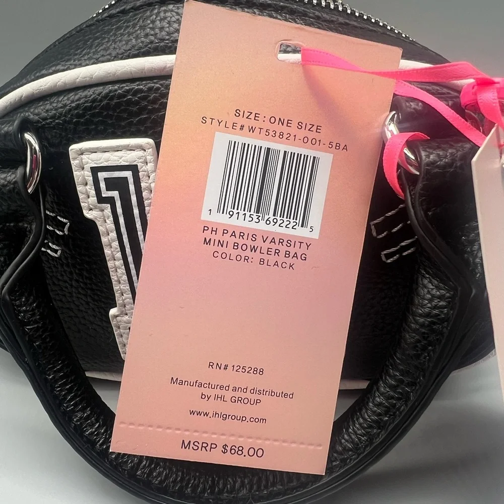 Paris Hilton varsity mini bowler bag purse
